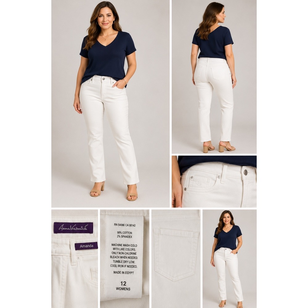 Gloria Vanderbilt Amanda White High Rise Straight Leg Jeans Womens 10S Short